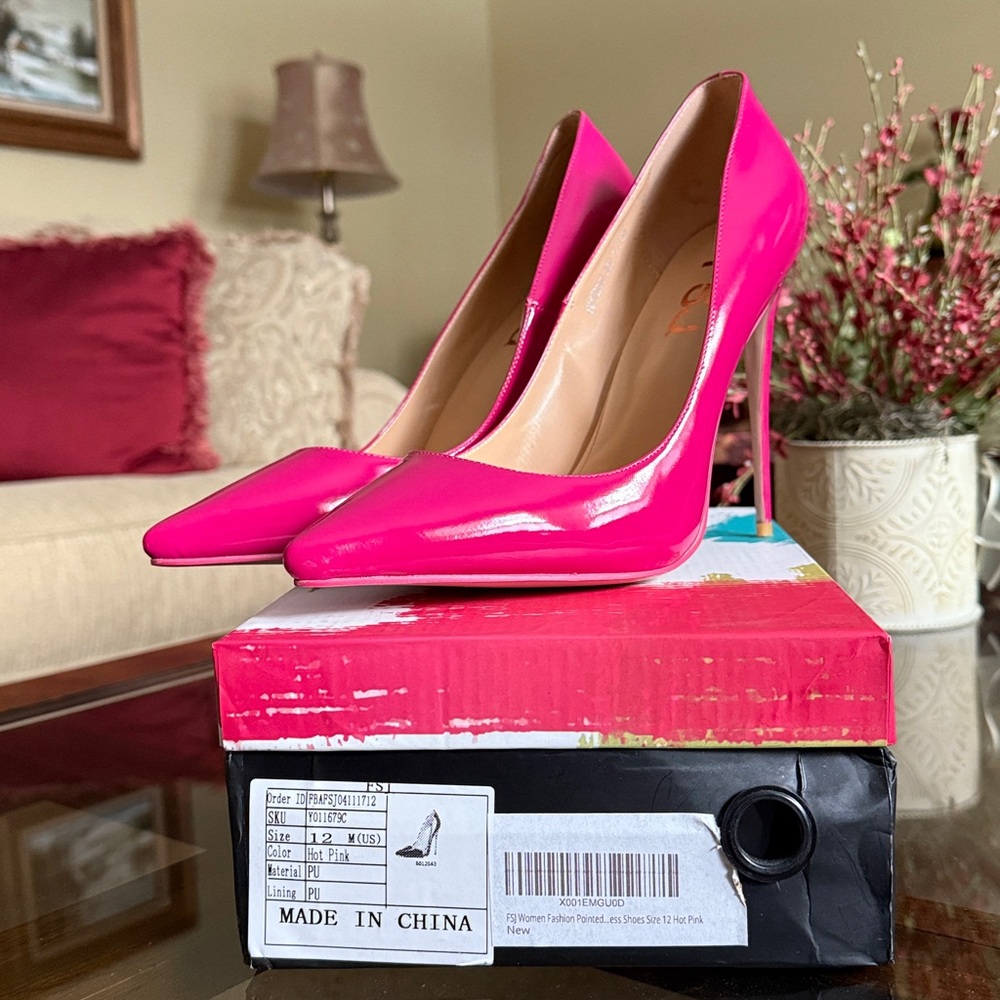 FSJ Hot Pink Pointed Toe Stiletto. New w/Box.